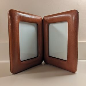 Genuine Italian Leather Padded Brown Desktop Picture Frame